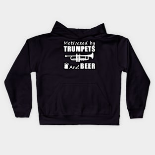 Trumpets & Brews: Where Musical Notes Meet Refreshing Pints! Kids Hoodie